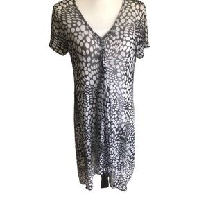 FREE W/PURCHASE Robert Louis Navy White Full Sheer Mesh Knit Dress CoverUp SMALL